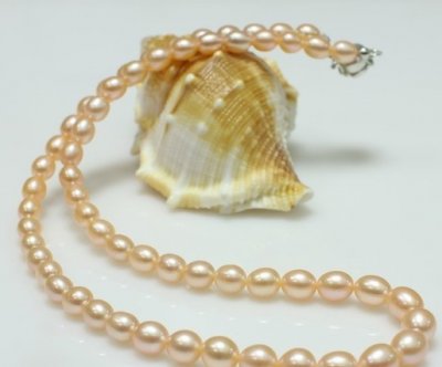 5-6mm Peach Rice Shape Freshwater Pearl Necklace for kids