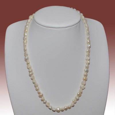 6.5-7.5mm White Baroque Freshwater Pearl Necklace