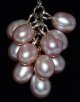 Lavender Rice Shape Pearls on Grape Shape Dangle Earrings