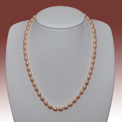 5.5-6.5mm Peach Rice Shape Freshwater Pearl Necklace