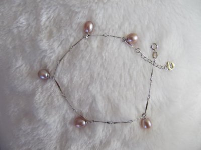 6.5-7mm dangle lavender freshwater pearls chain bracelet