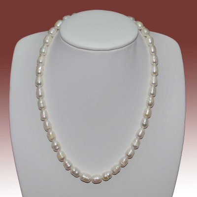 6.5-7.5mm White Potato Shape Freshwater Pearl Necklace