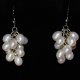 White Rice Shape Pearls on Grape Shape Dangle Earrings