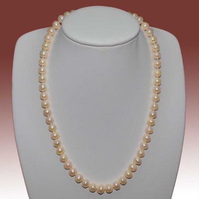 8-9mm Peach Near Round Freshwater Pearl Necklace