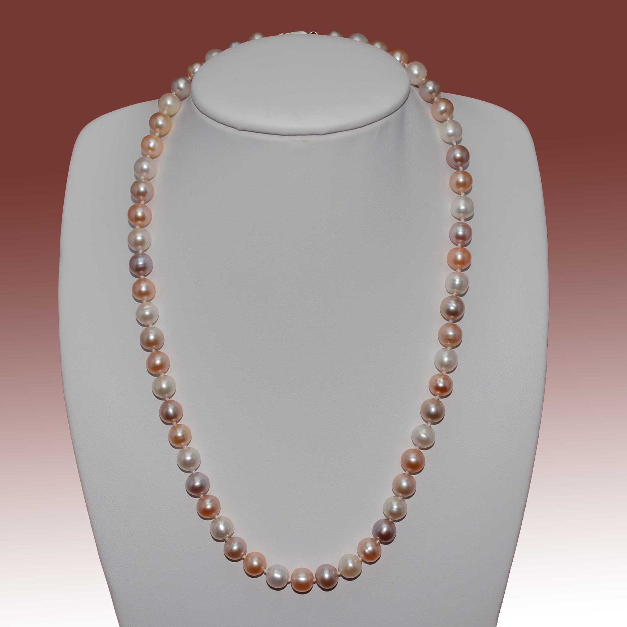 8-9mm Multi Color Freshwater Pearl Necklace - Click Image to Close