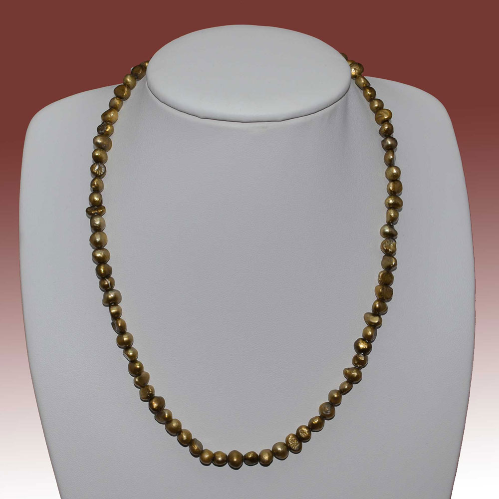 5.5-6.5mm Bronze Baroque Freshwater Pearl Necklace - Click Image to Close