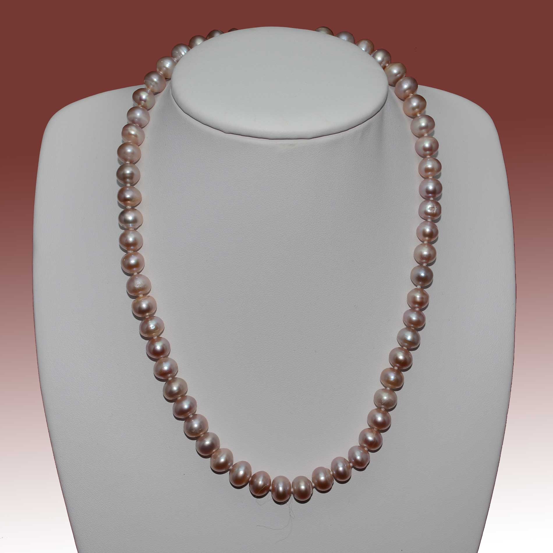 8-9mm Lavender Near Round Freshwater Pearl Necklace - Click Image to Close