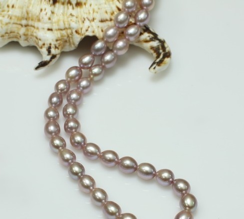 5-6mm Lavender Rice Shape Freshwater Pearl Necklace for kids - Click Image to Close