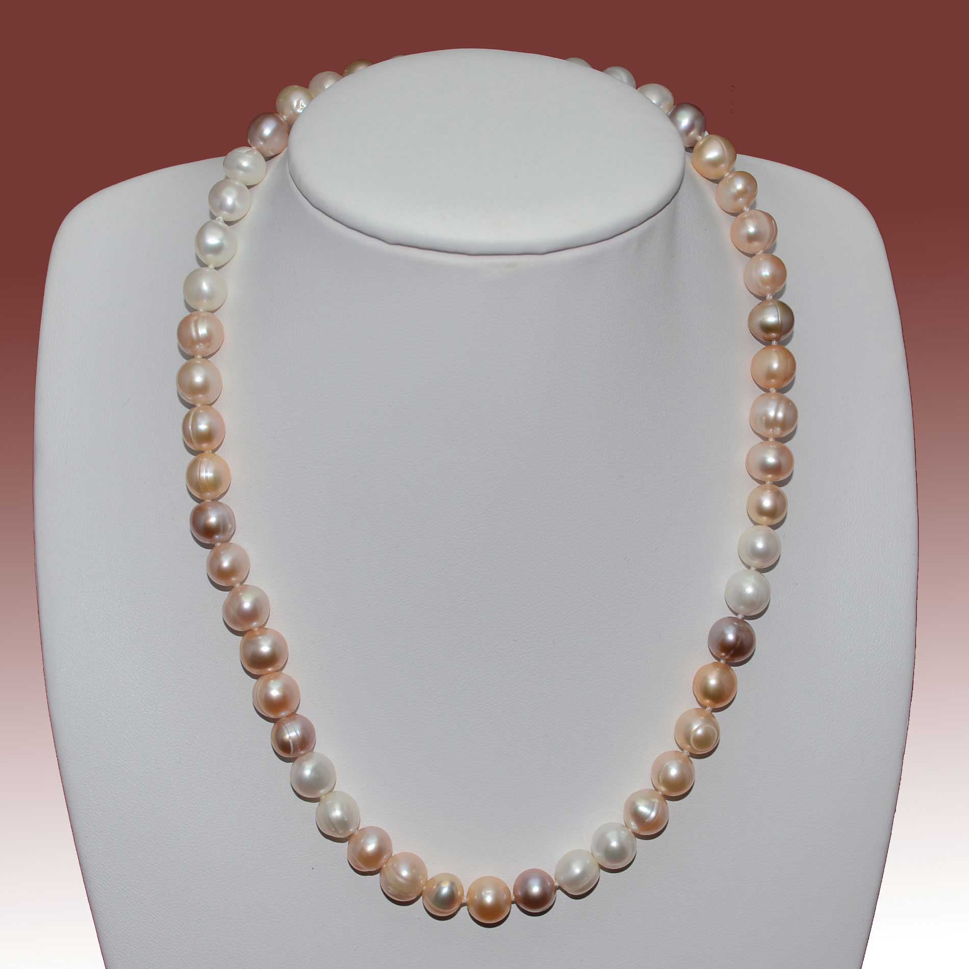 8-9mm Multi Color Off Round Freshwater Pearl Necklace - Click Image to Close