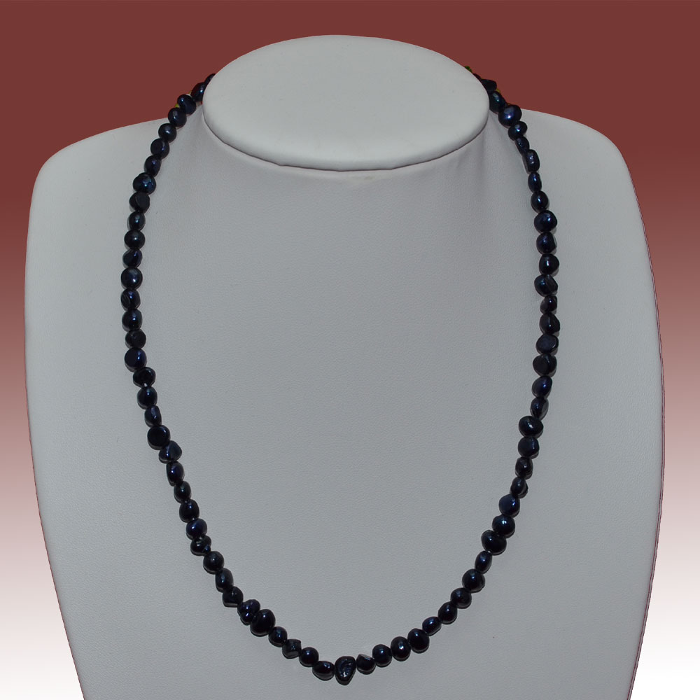 5.5-6.5mm Dark Navy Blue Baroque Freshwater Pearl Necklace - Click Image to Close