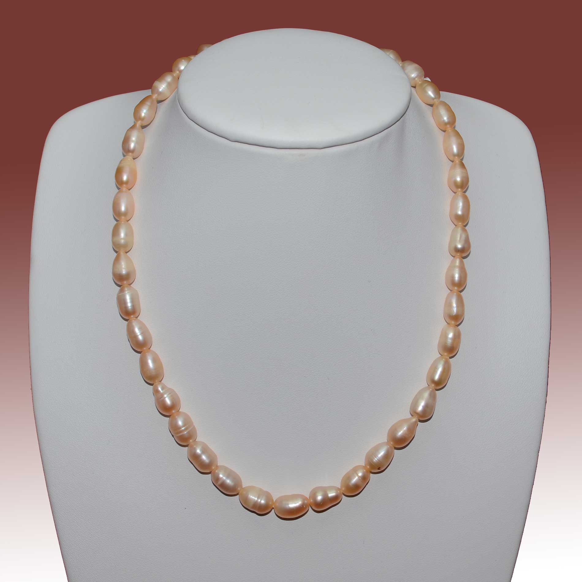 6.5-7.5mm Peach Potato Shape Freshwater Pearl Necklace - Click Image to Close