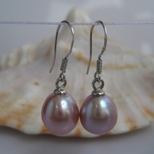 7.5-8mm Lavender Freshwater teardrop Pearl dangle earrings