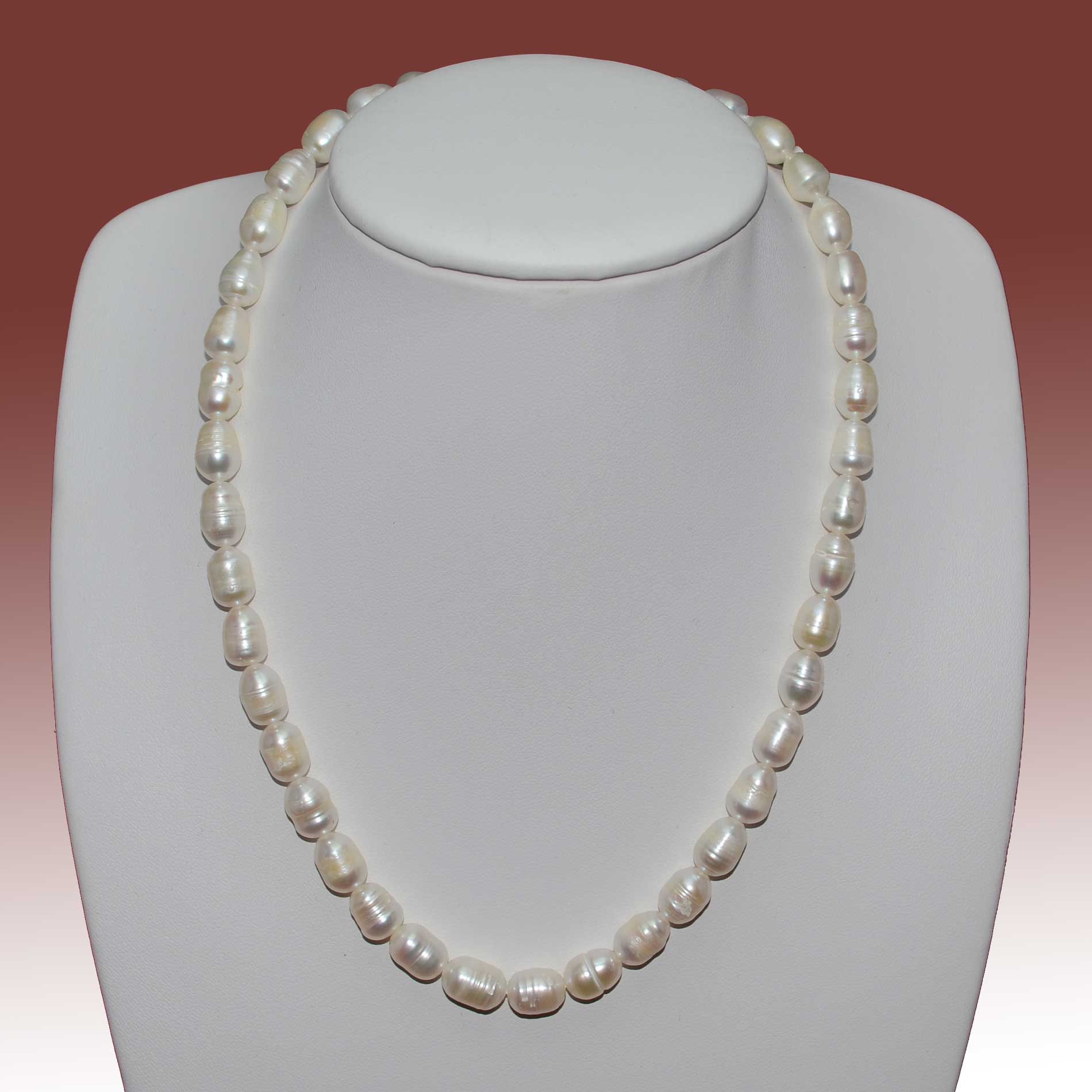 6.5-7.5mm White Potato Shape Freshwater Pearl Necklace - Click Image to Close