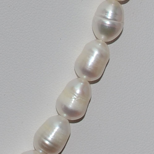 6.5-7.5mm White Potato Shape Freshwater Pearl Necklace - Click Image to Close