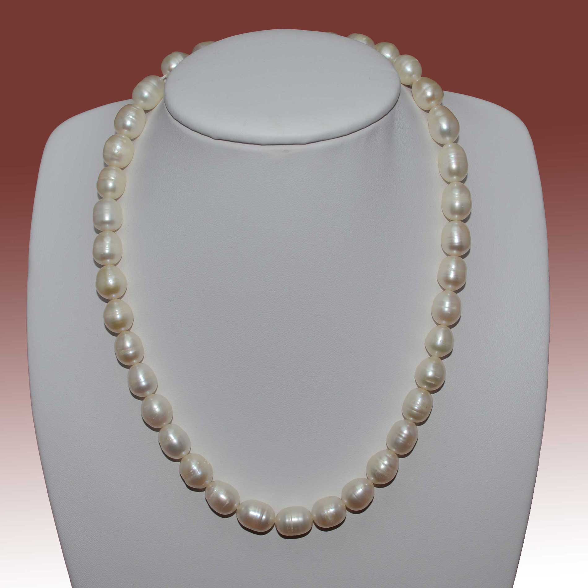 7.5-8.5mm White Potato Shape Freshwater Pearl Necklace - Click Image to Close