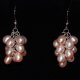 Peach Rice Shape Pearls on Grape Shape Dangle Earrings